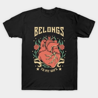 Valentine's Day My heart beats for my Wife edgy emo design heart T-Shirt